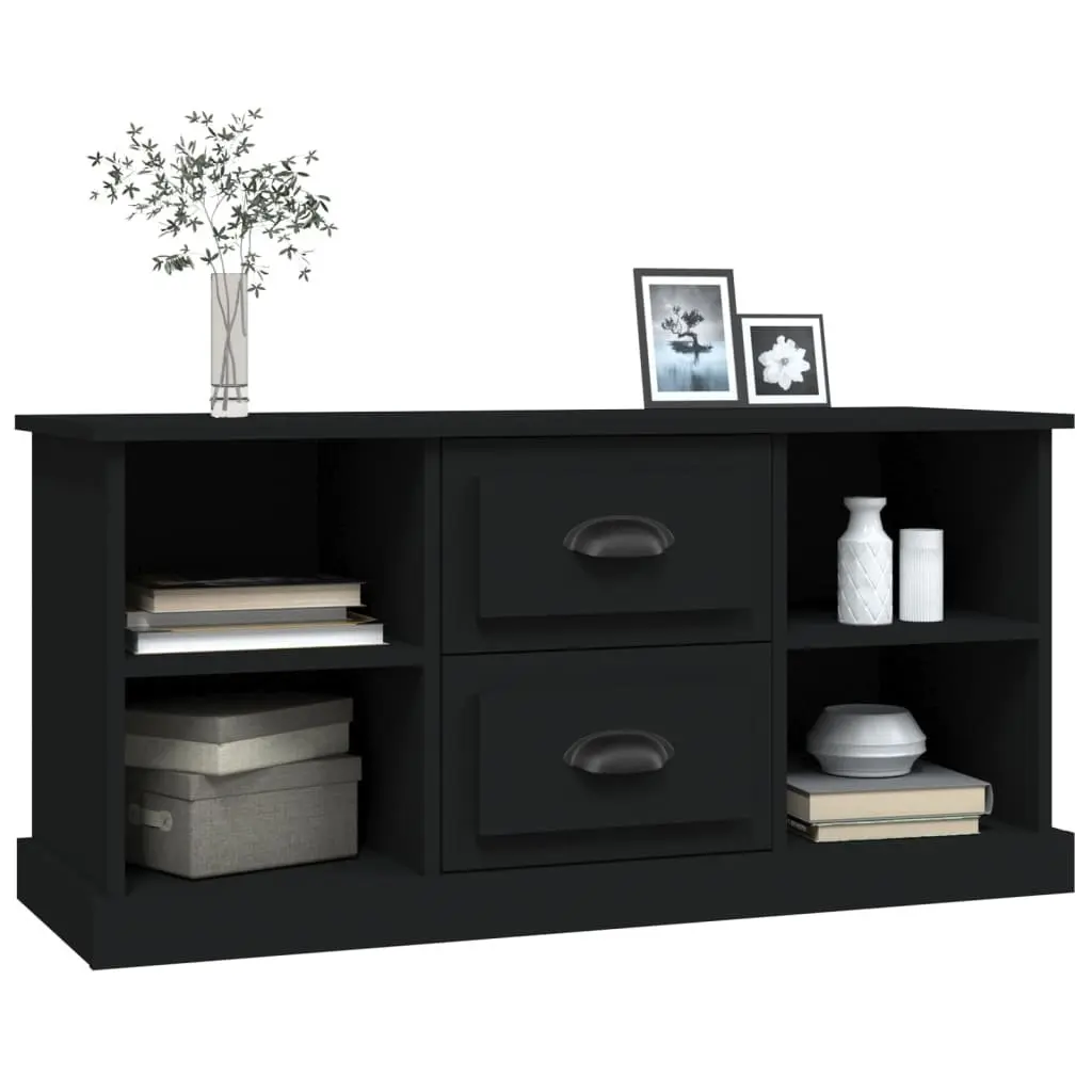 Black TV Cabinet with Drawers and Shelves
