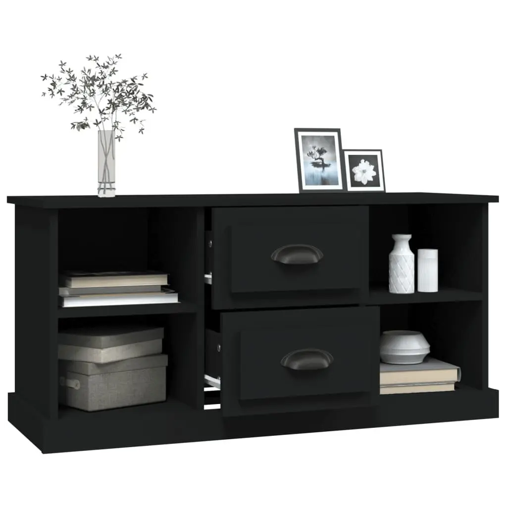 Black TV Cabinet with Drawers and Shelves