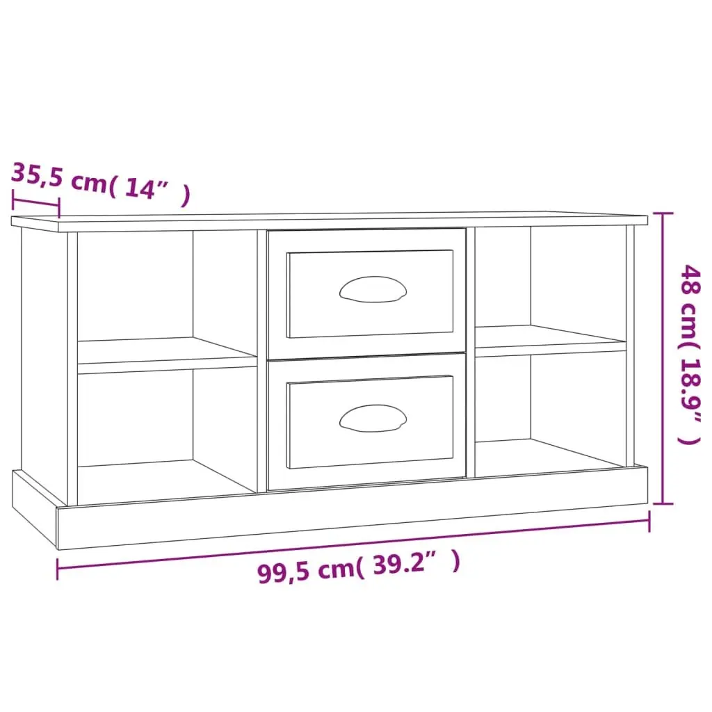 High Gloss White TV Cabinet with Drawers and Shelves
