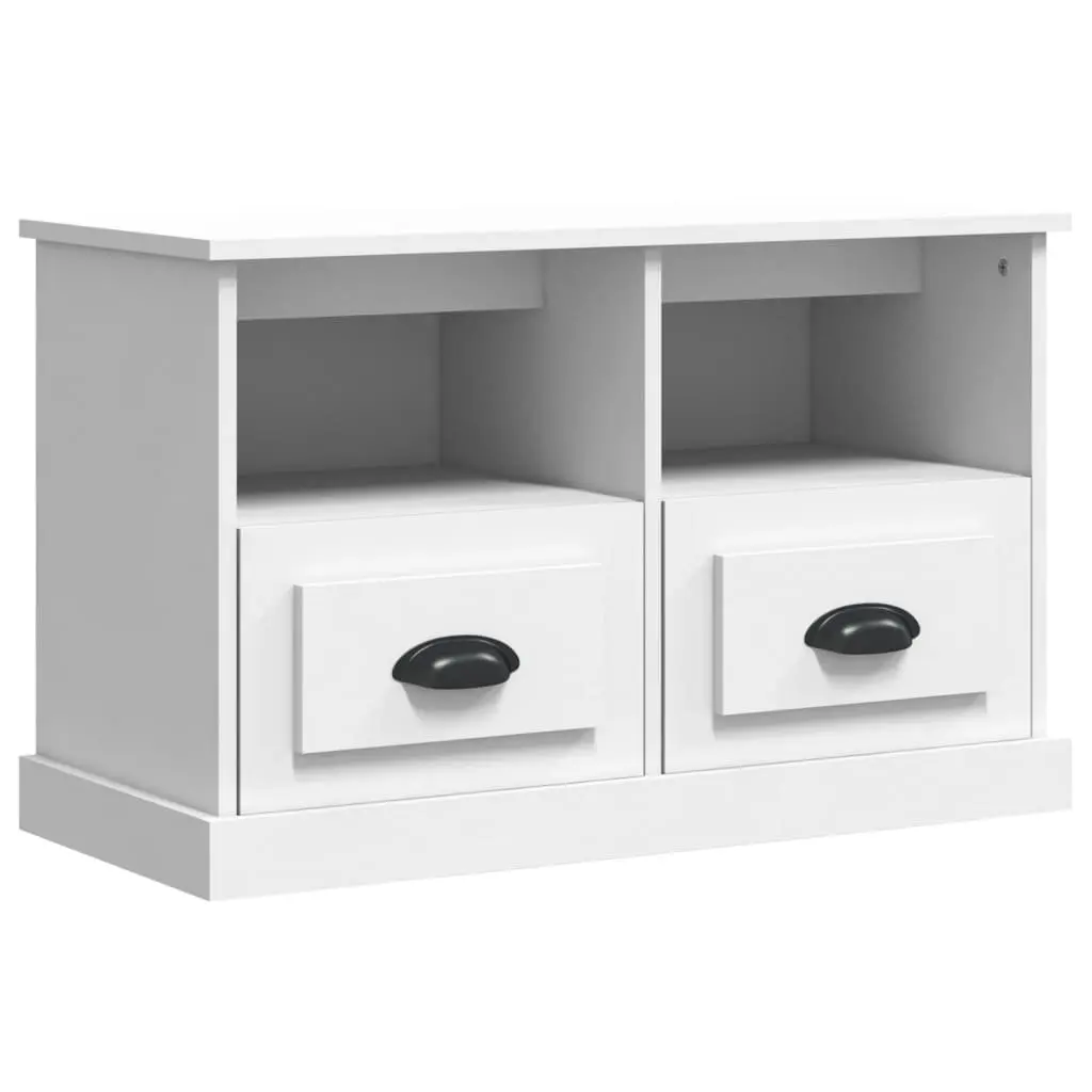 TV Cabinet White 80x35x50 cm Engineered Wood Storage Unit with Drawers