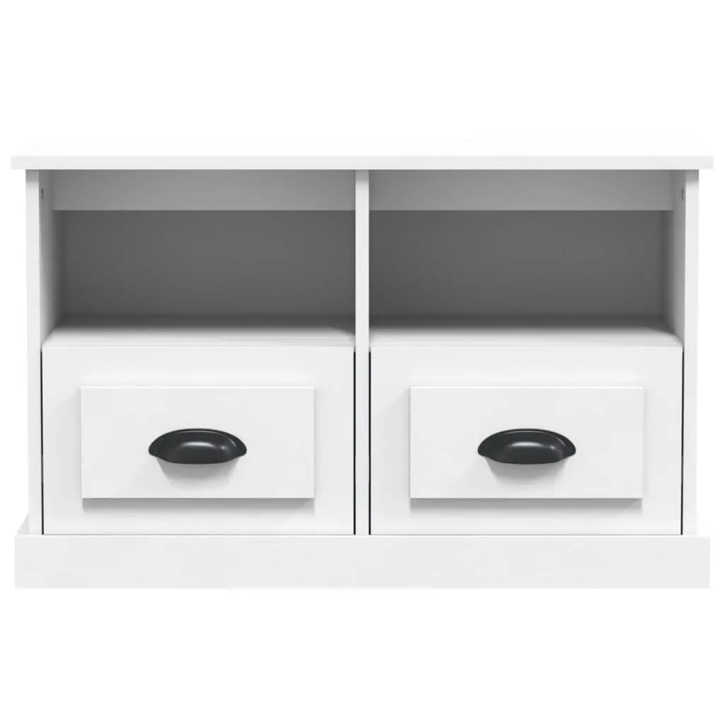 TV Cabinet White 80x35x50 cm Engineered Wood Storage Unit with Drawers