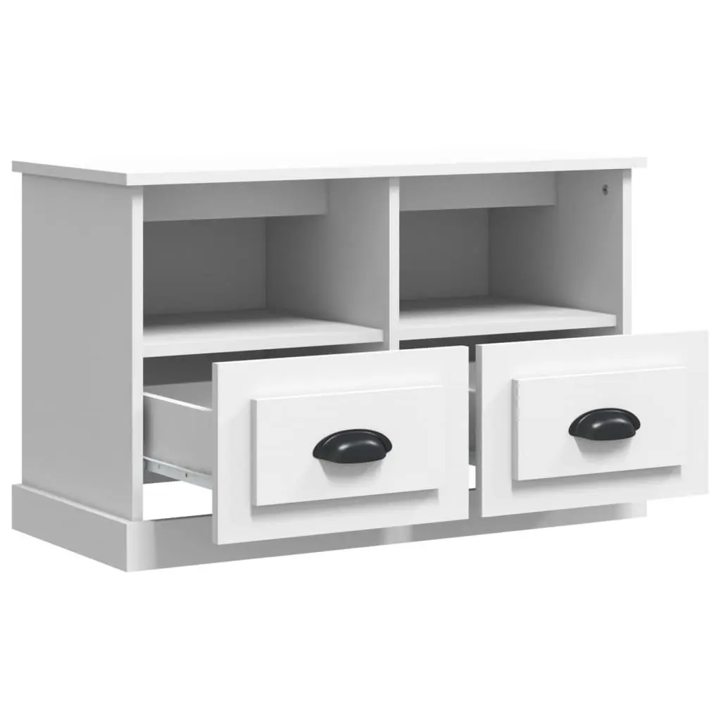 TV Cabinet White 80x35x50 cm Engineered Wood Storage Unit with Drawers