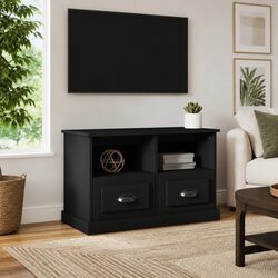 Black Engineered Wood TV Cabinet with Drawers 80x35x50 cm