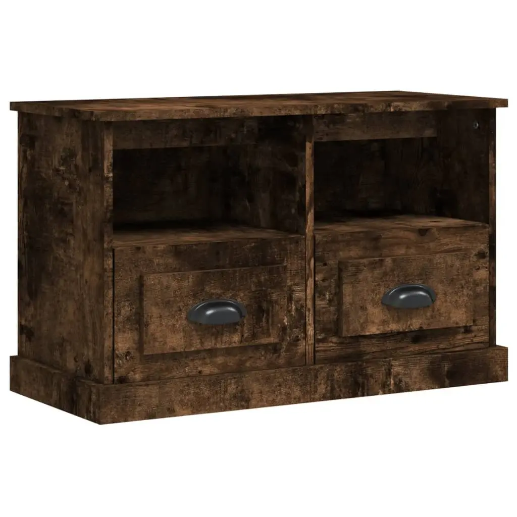 TV Cabinet Brown Engineered Wood 80L x 35W x 50H cm with Drawers and Open Compartments