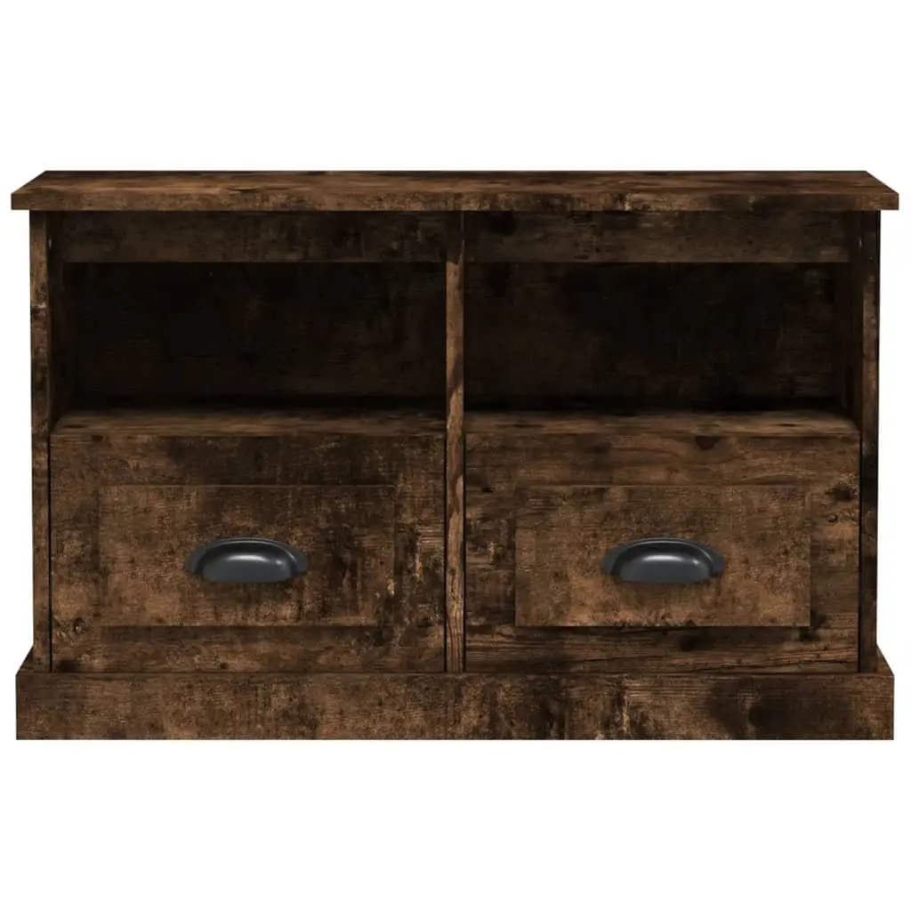 TV Cabinet Brown Engineered Wood 80L x 35W x 50H cm with Drawers and Open Compartments