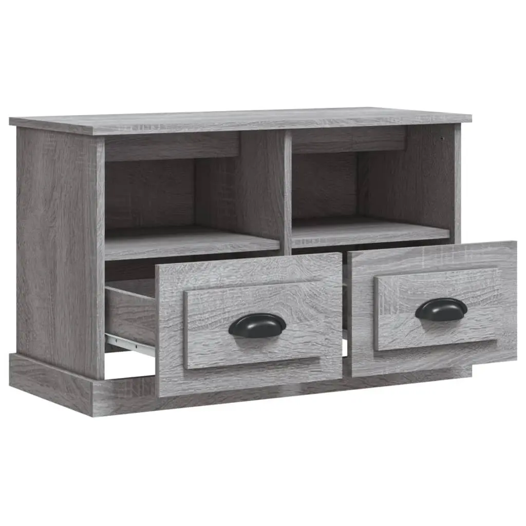 TV Cabinet Grey Sonoma 80x35x50cm Engineered Wood Storage Unit Drawers