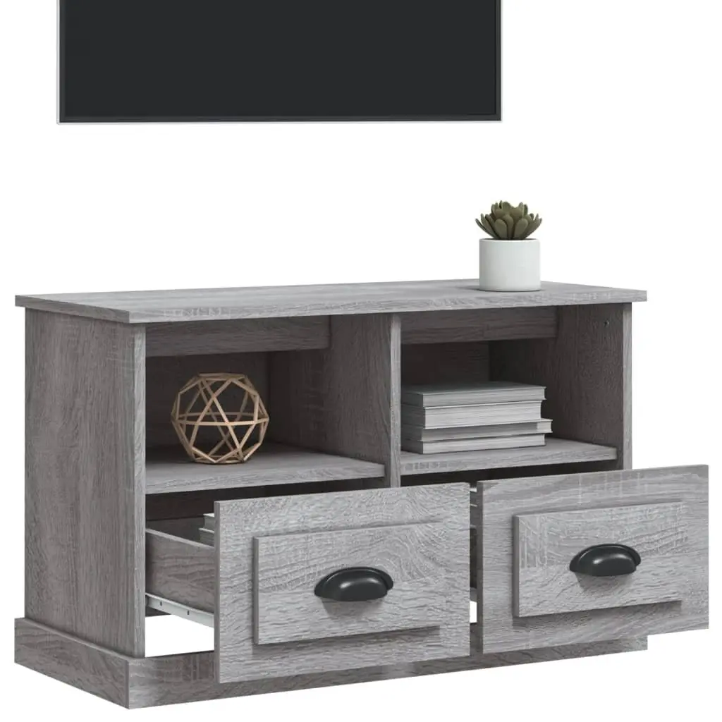 TV Cabinet Grey Sonoma 80x35x50cm Engineered Wood Storage Unit Drawers