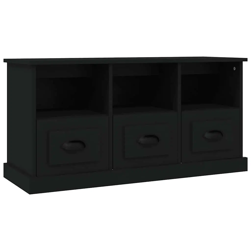 Black Engineered Wood TV Cabinet with Storage