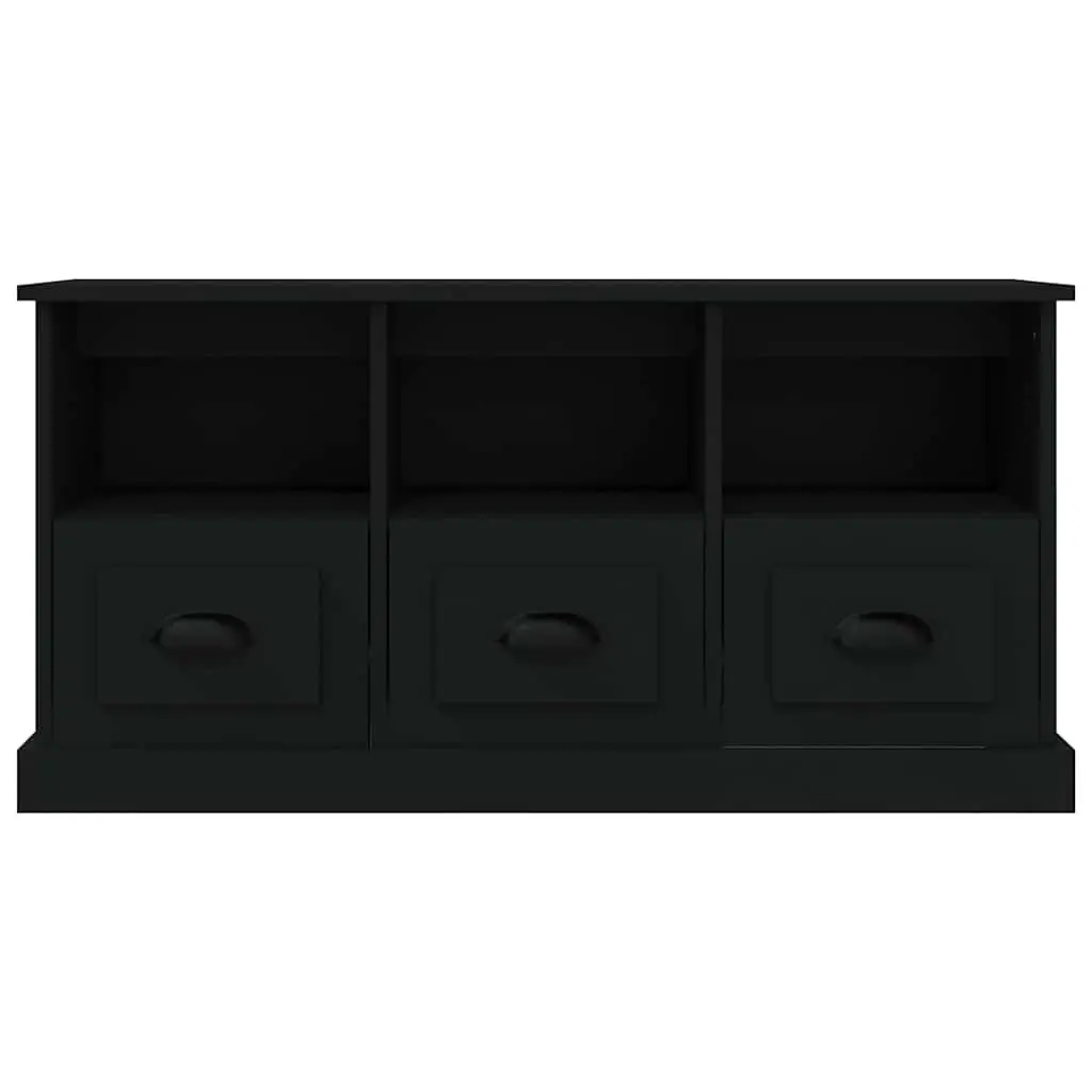 Black Engineered Wood TV Cabinet with Storage