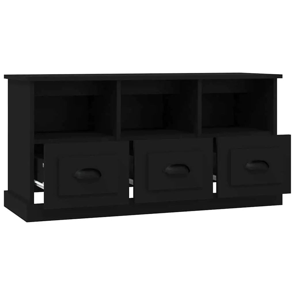 Black Engineered Wood TV Cabinet with Storage
