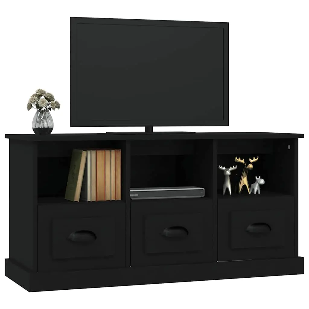 Black Engineered Wood TV Cabinet with Storage