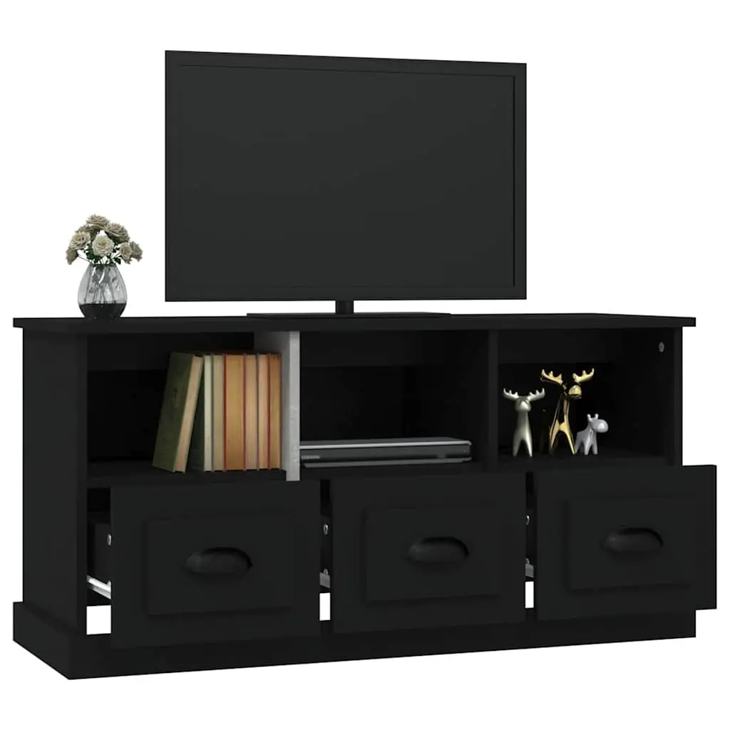 Black Engineered Wood TV Cabinet with Storage