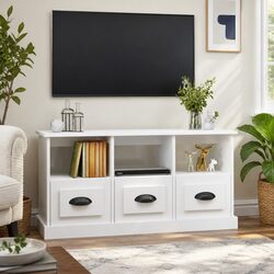 White High Gloss TV Cabinet with Storage 100x35x50cm