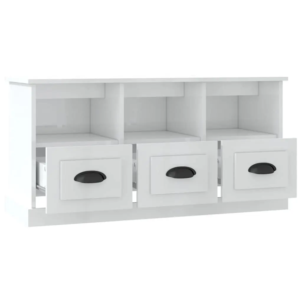 White High Gloss TV Cabinet with Storage 100x35x50cm