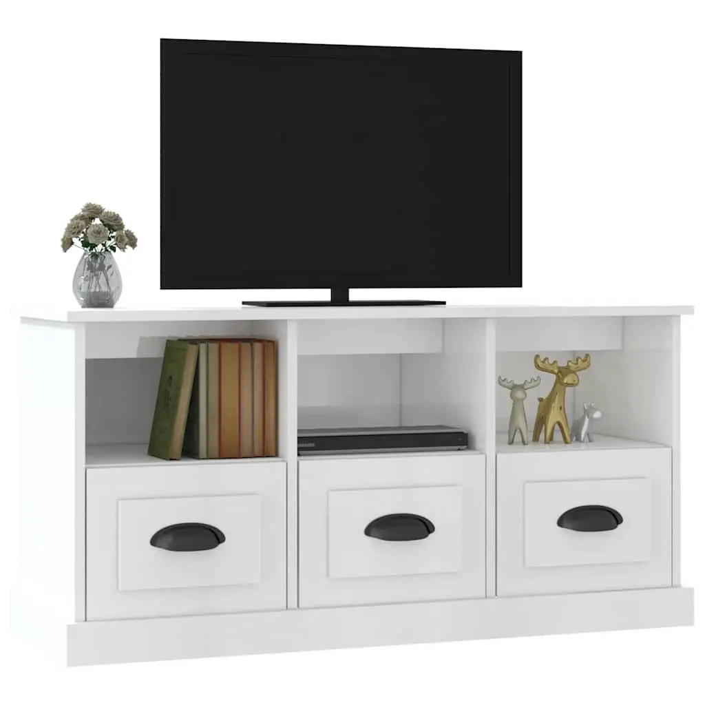 White High Gloss TV Cabinet with Storage 100x35x50cm