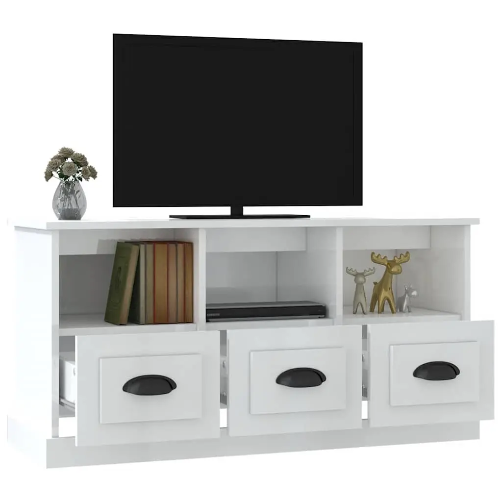 White High Gloss TV Cabinet with Storage 100x35x50cm