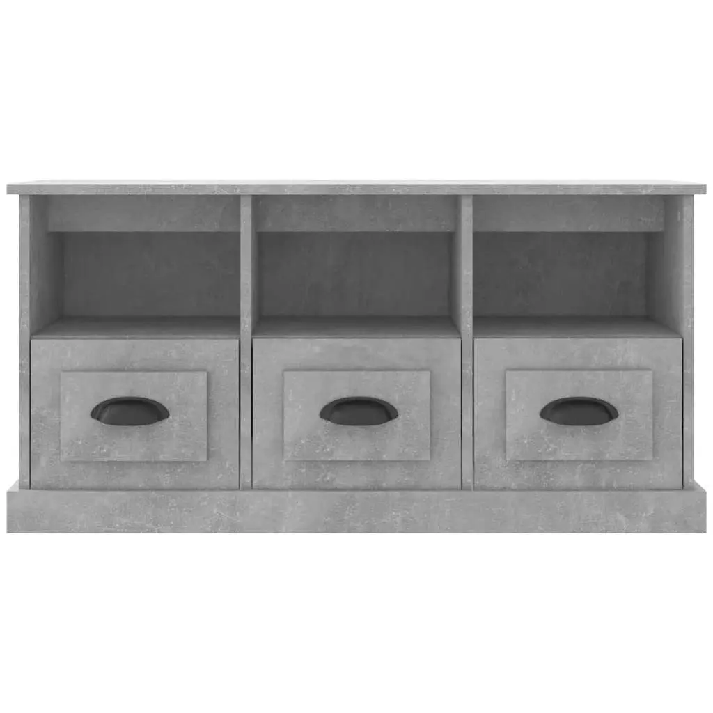 Grey Engineered Wood TV Cabinet with 3 Drawers