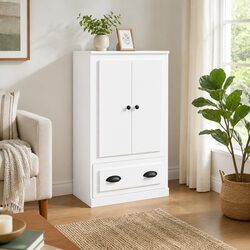 Elegant White Highboard Storage Cabinet 60x35.5x103.5cm