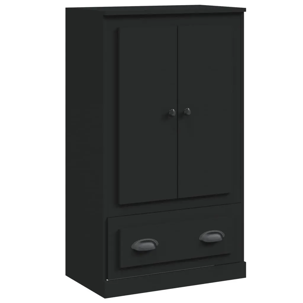 Black Highboard Sideboard Cabinet Storage Engineered Wood 60x35.5x103.5cm
