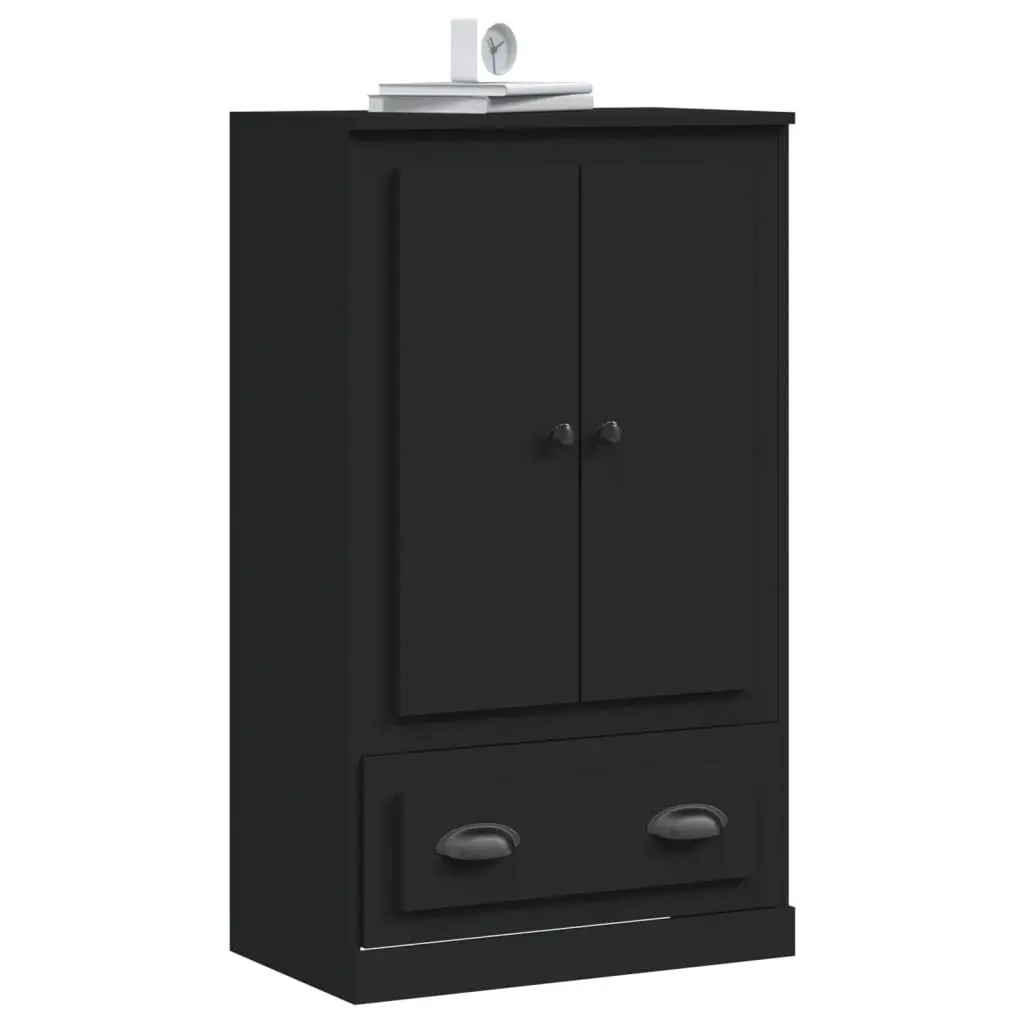 Black Highboard Sideboard Cabinet Storage Engineered Wood 60x35.5x103.5cm