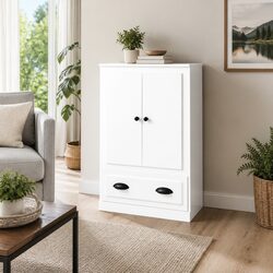 Elegant White High Gloss Storage Highboard Cabinet