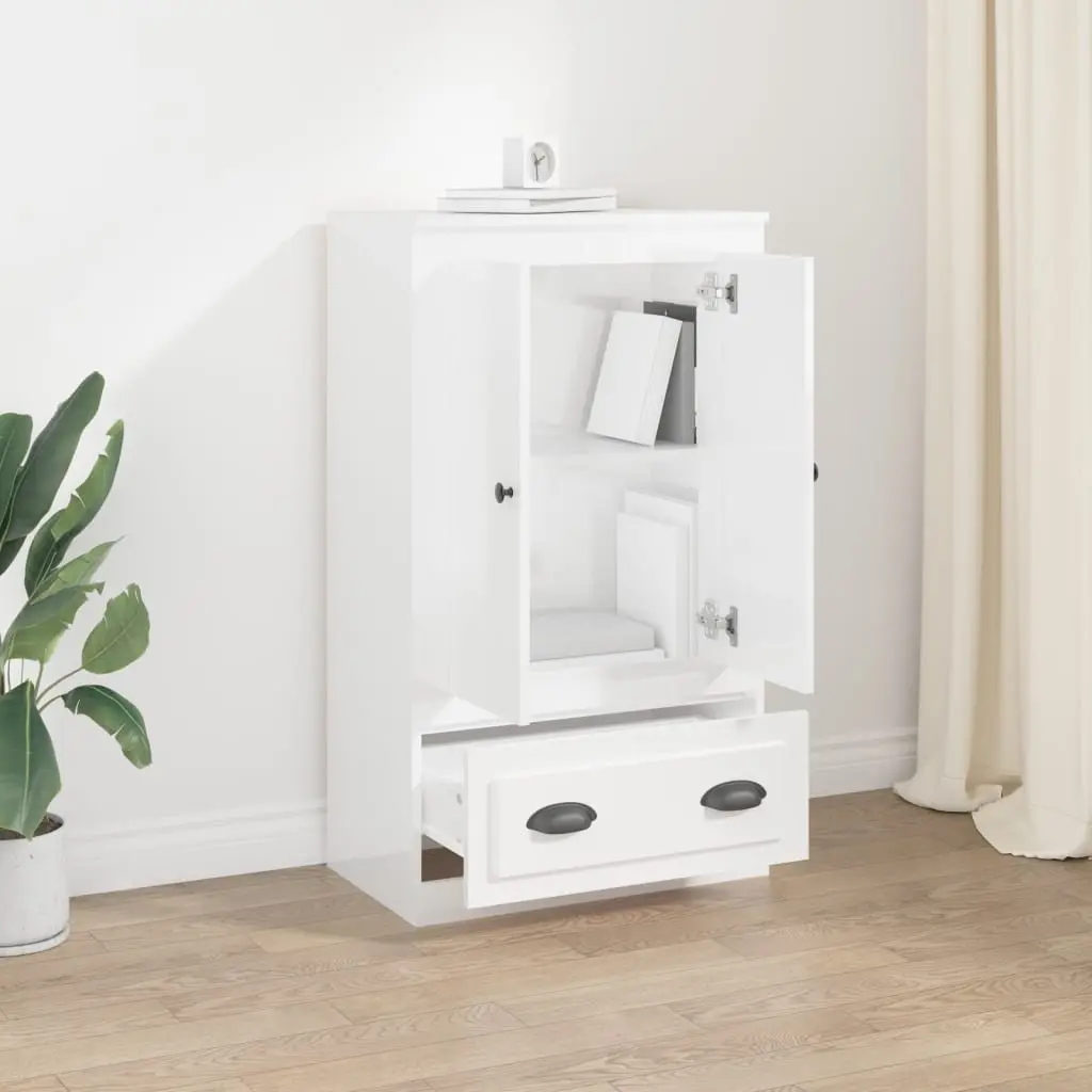 White High Gloss Storage Highboard Cabinet
