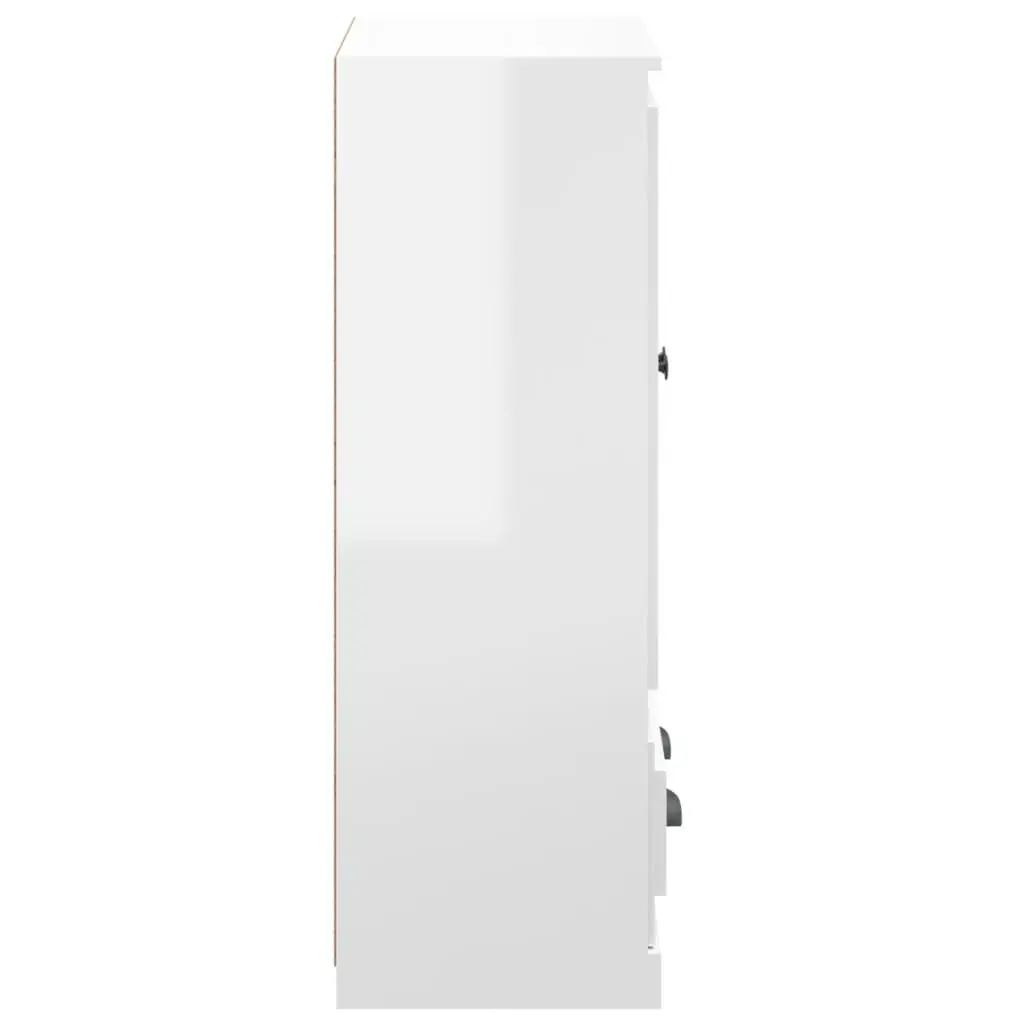 White High Gloss Storage Highboard Cabinet