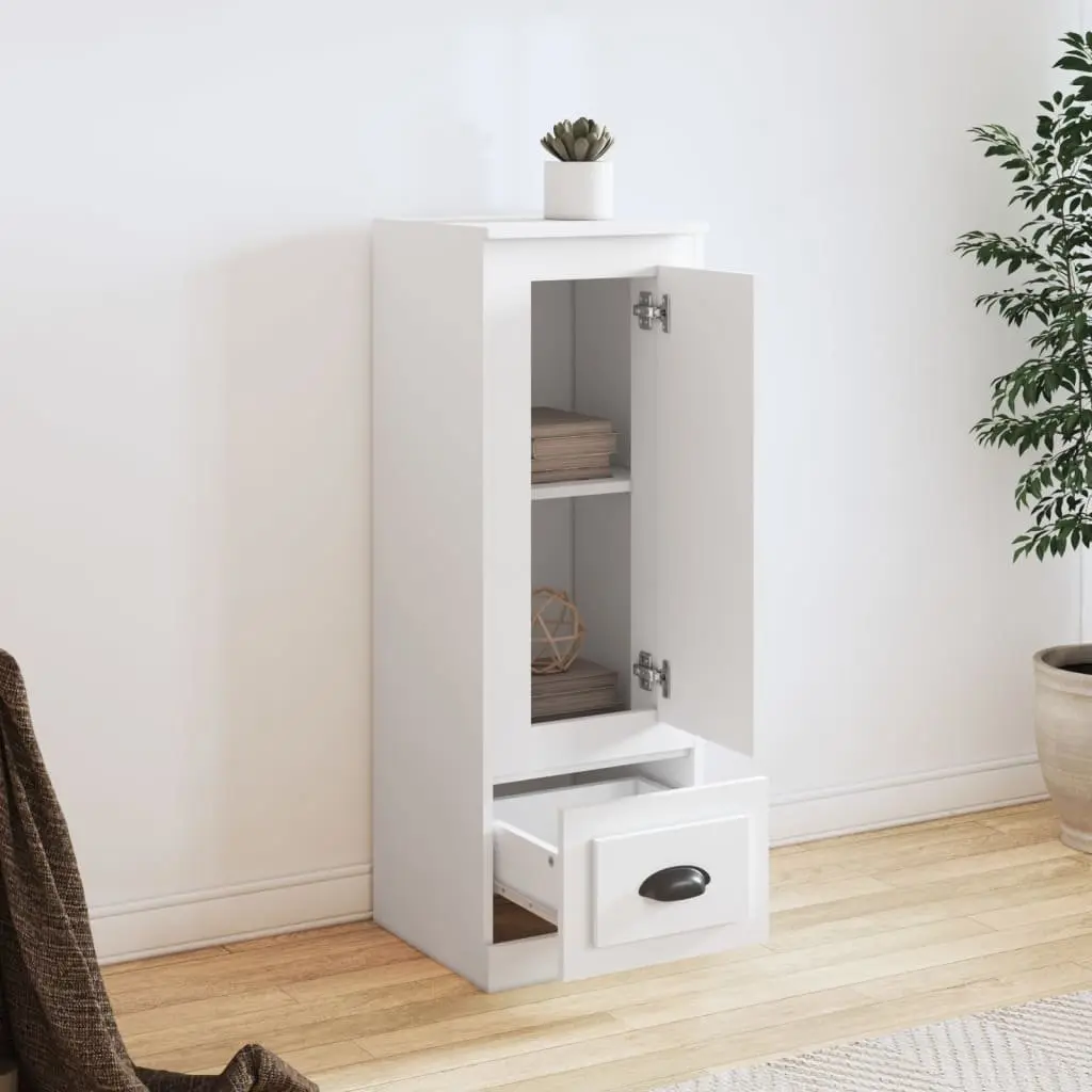 White Highboard Storage Cabinet Engineered Wood Sideboard Buffet Furniture