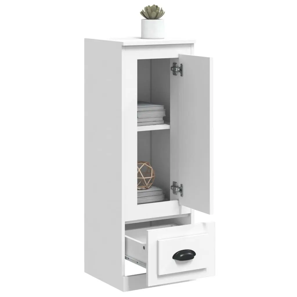 White Highboard Storage Cabinet Engineered Wood Sideboard Buffet Furniture