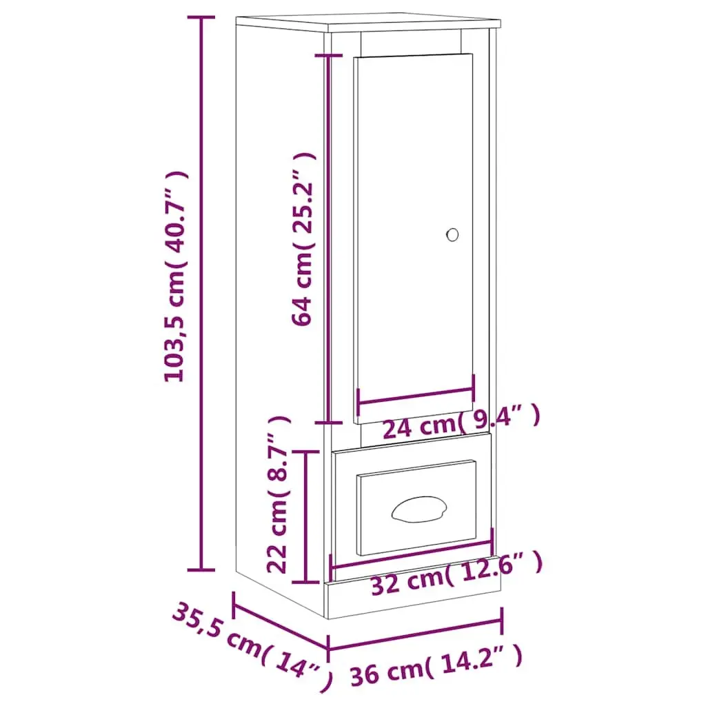 Black Highboard Sideboard Storage Cabinet