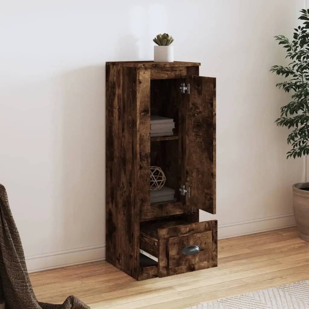 Brown Highboard Smoked Oak Storage Cabinet Sideboard Buffet Display Cupboard