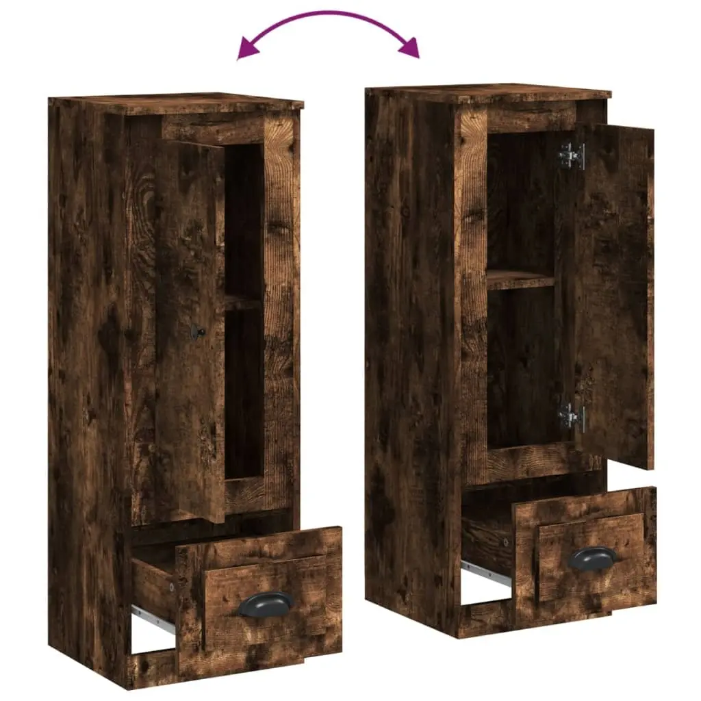 Brown Highboard Smoked Oak Storage Cabinet Sideboard Buffet Display Cupboard