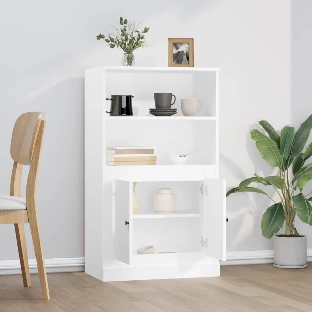 Highboard Storage Cabinet White Engineered Wood Sideboard Buffet Display Unit 60 x 35.5 x 103.5 cm