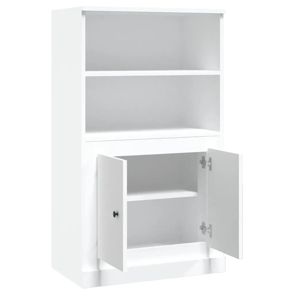 Highboard Storage Cabinet White Engineered Wood Sideboard Buffet Display Unit 60 x 35.5 x 103.5 cm