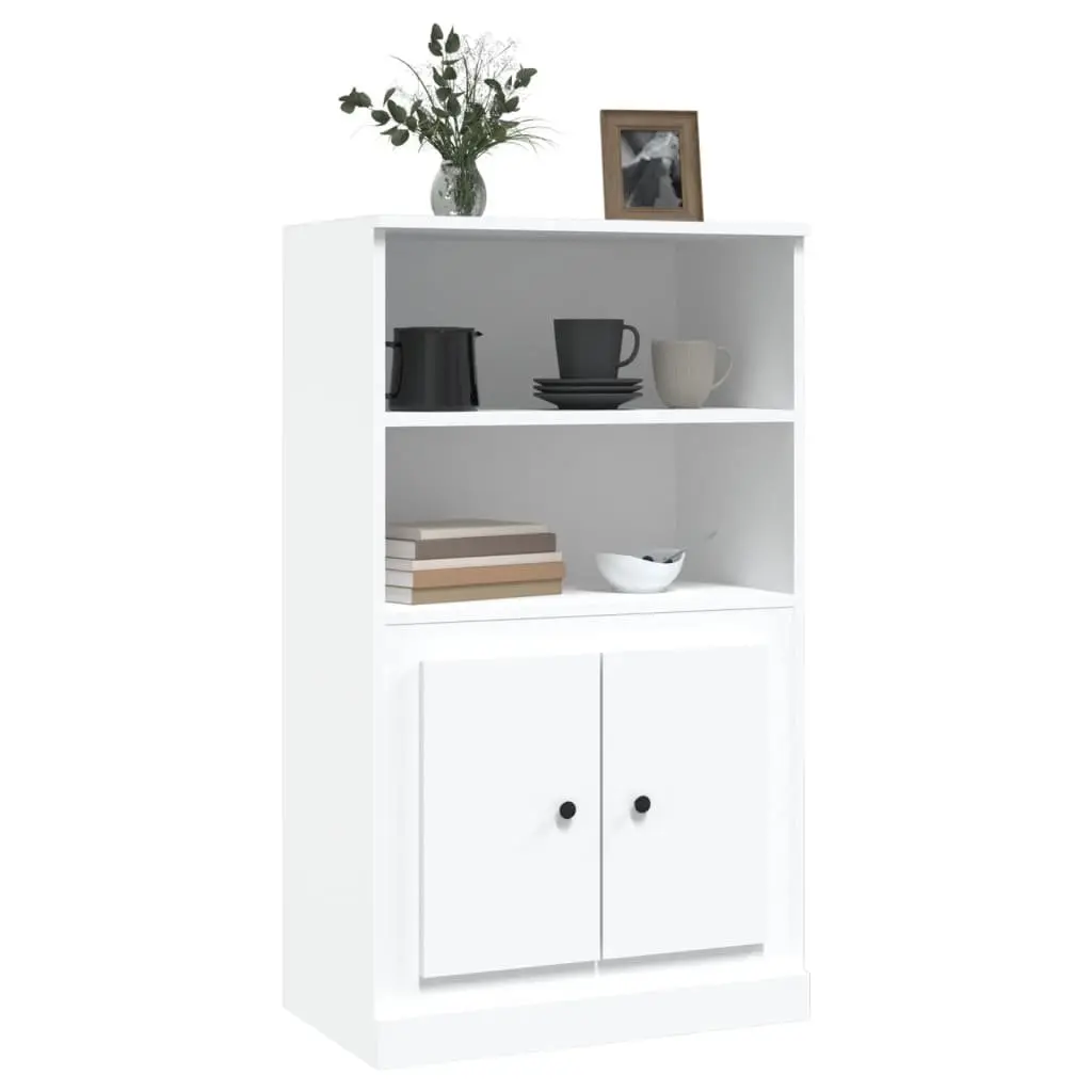 Highboard Storage Cabinet White Engineered Wood Sideboard Buffet Display Unit 60 x 35.5 x 103.5 cm