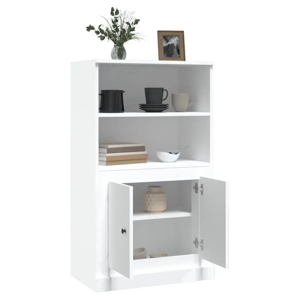 Highboard Storage Cabinet White Engineered Wood Sideboard Buffet Display Unit 60 x 35.5 x 103.5 cm