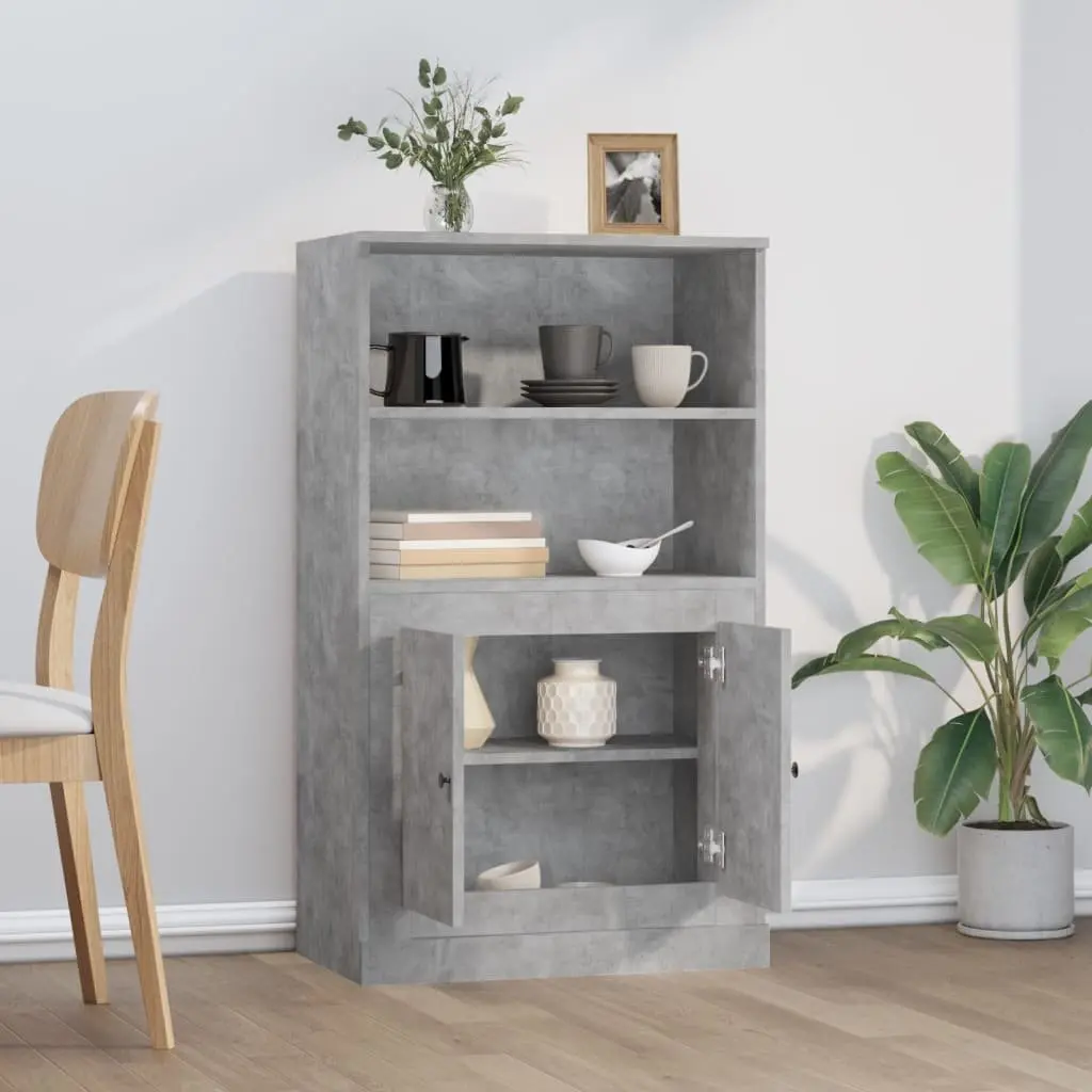 Highboard Sideboard Storage Cabinet Grey 60x35.5x103.5 cm Engineered Wood