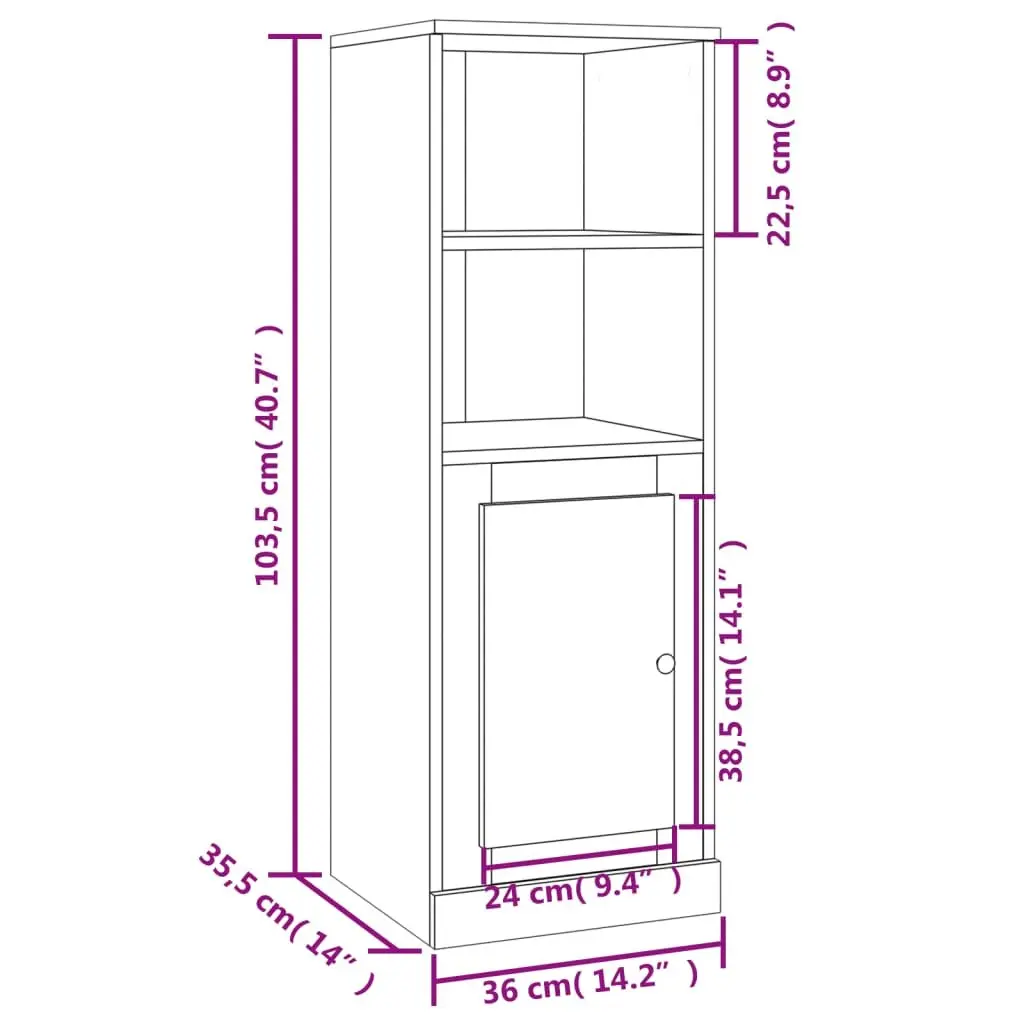 White Highboard Storage Cabinet 36x35.5x103.5cm