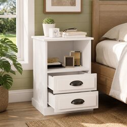 White Bedside Cabinets Set of 2 with Storage Compartment