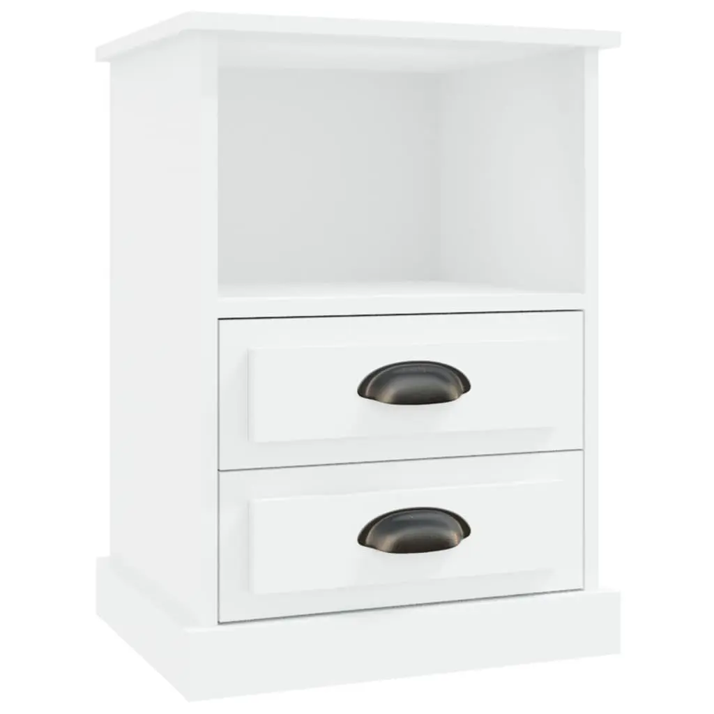 White Bedside Cabinets Set of 2 with Storage Compartment