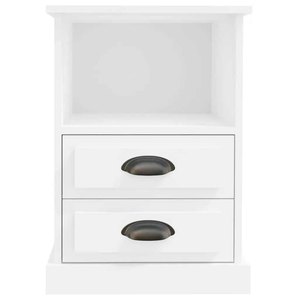 White Bedside Cabinets Set of 2 with Storage Compartment