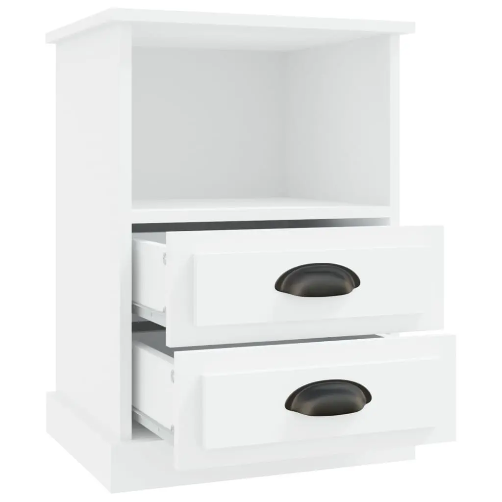 White Bedside Cabinets Set of 2 with Storage Compartment