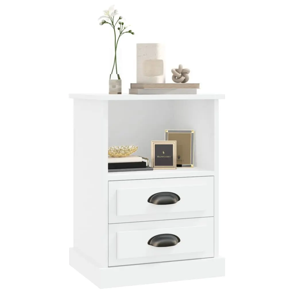 White Bedside Cabinets Set of 2 with Storage Compartment