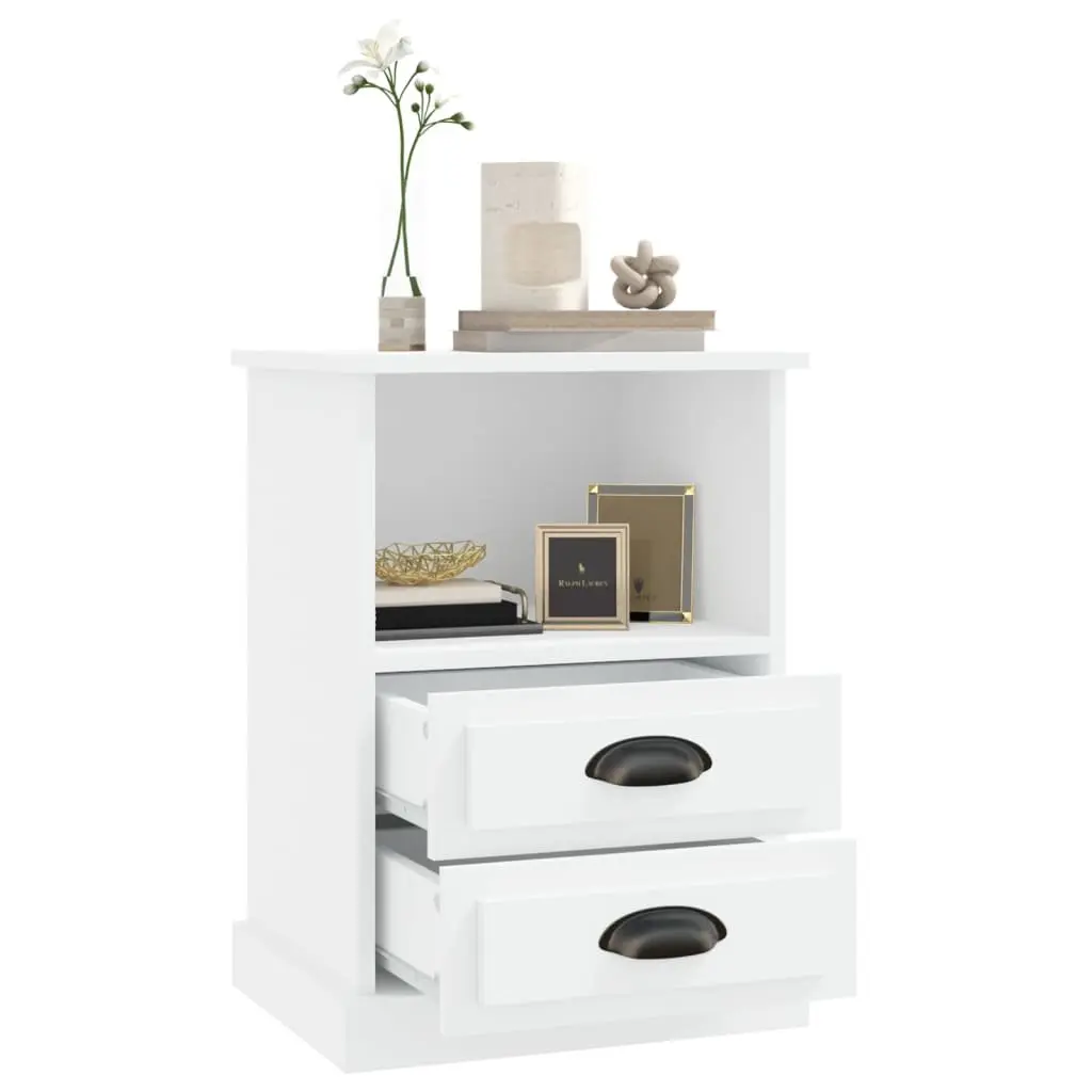 White Bedside Cabinets Set of 2 with Storage Compartment