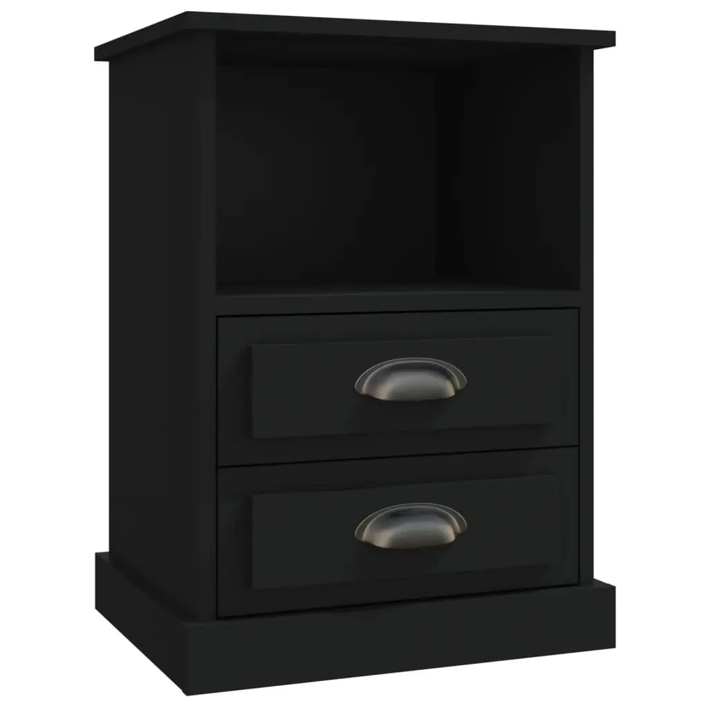 Bedside Cabinets 2 pcs Black 43x36x60 cm Nightstand Drawers Storage