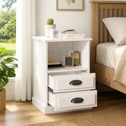 White High Gloss Bedside Cabinets with Drawers