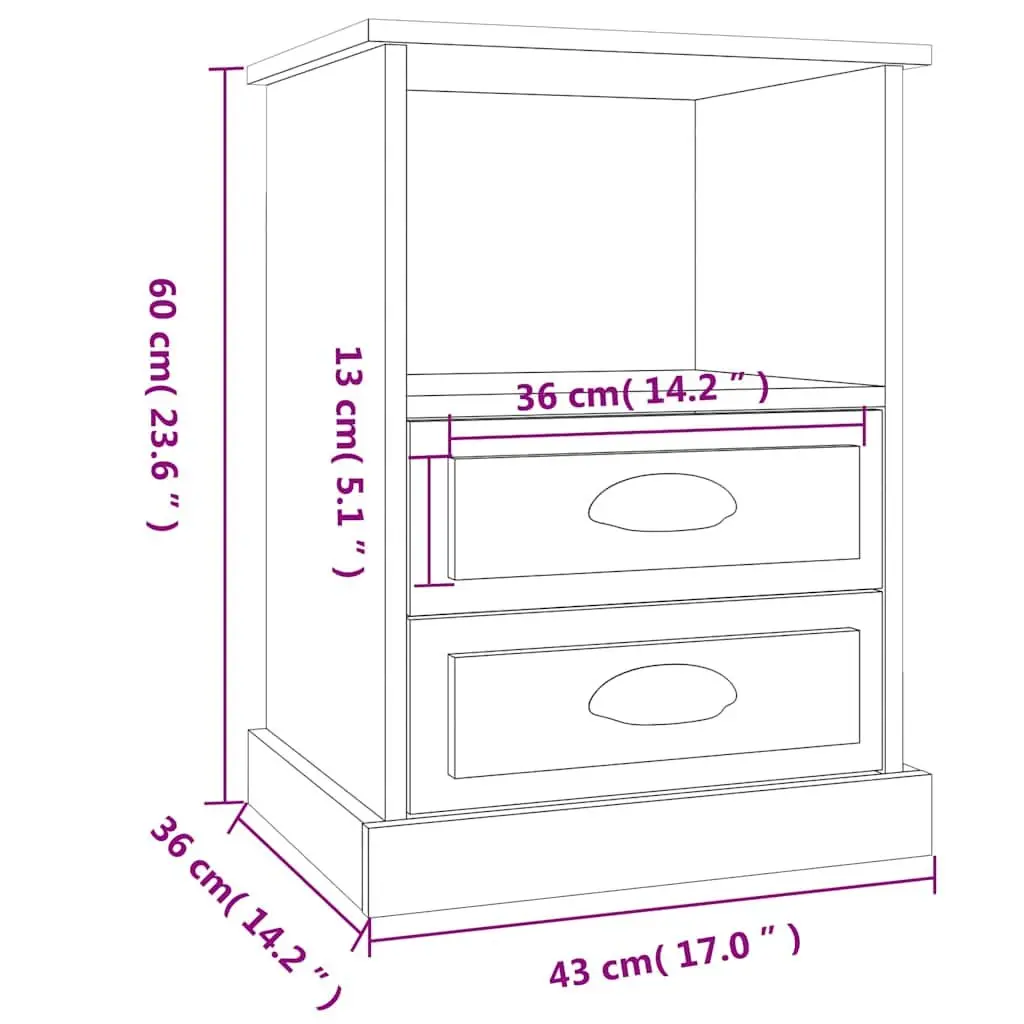 Bedside Cabinets White High Gloss 2 Piece Storage Drawers Nightstand Side Table Engineered Wood
