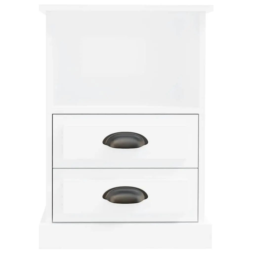 Bedside Cabinets White High Gloss 2 Piece Storage Drawers Nightstand Side Table Engineered Wood