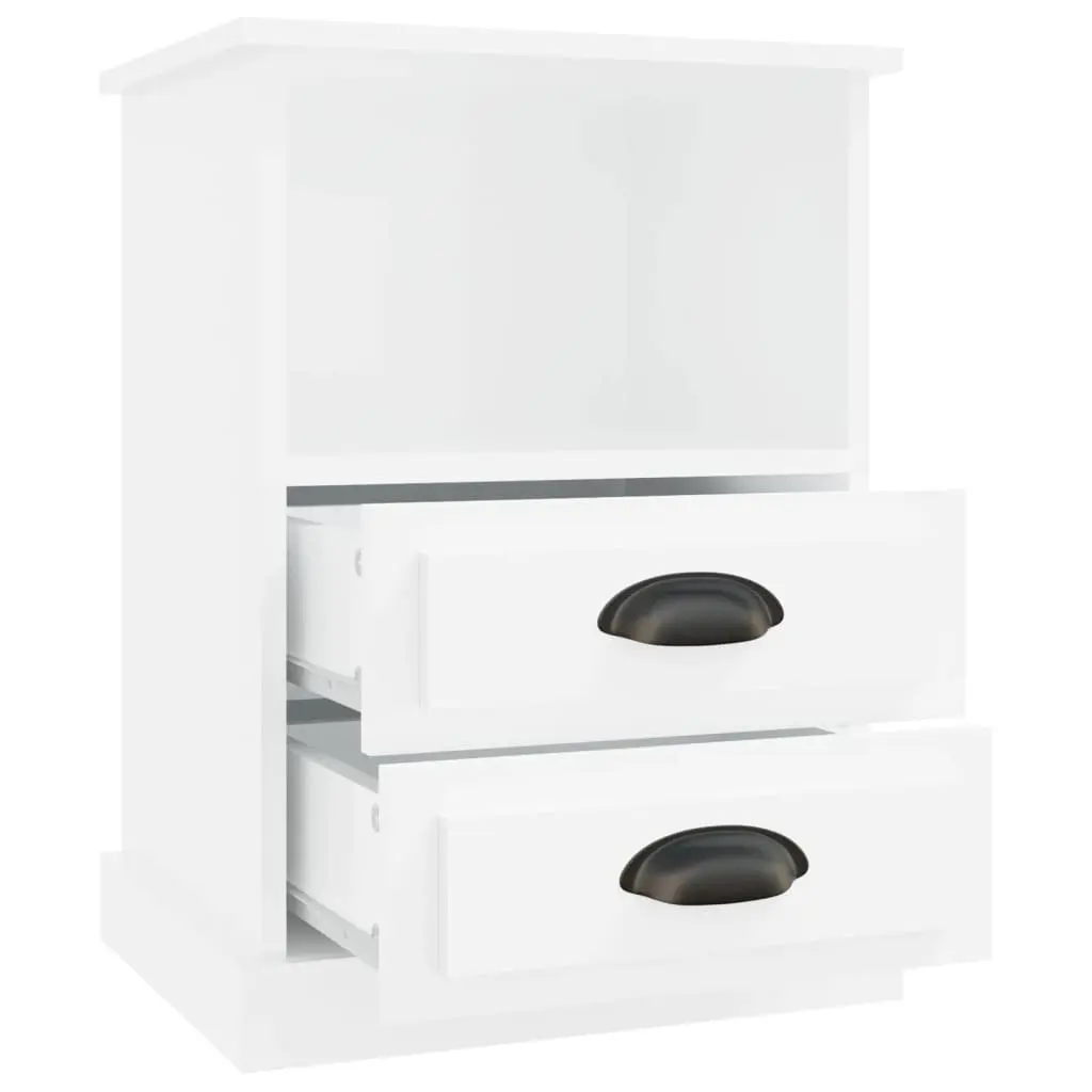 Bedside Cabinets White High Gloss 2 Piece Storage Drawers Nightstand Side Table Engineered Wood