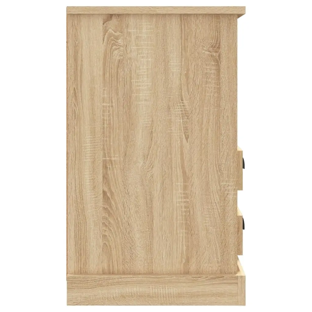 Bedside Table Cabinet 2 Drawers Open Compartment Storage Nightstand Sonoma Oak